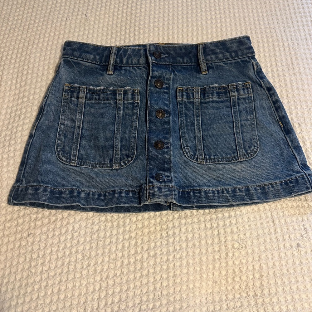 American Eagle Outfitters Dark Blue Button-Front Mini Skirt
